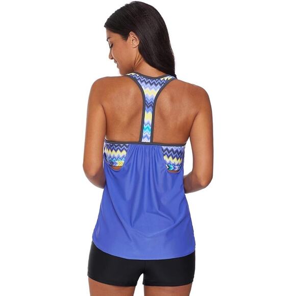 NWOT Women's Tank Top Tankini Swimsuit Rash Guard Set Large - Picture 3 of 10